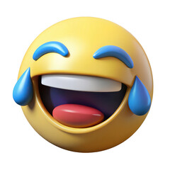 Poster - 3d laughing emoji with tears isolated on transparent background