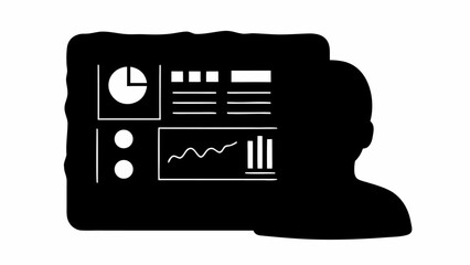 Aufkleber - Silhouette of person viewing data charts on screen