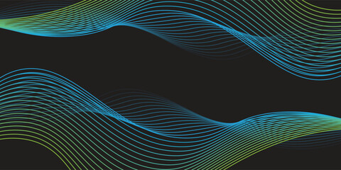 Poster - minimalist green wave Abstract background with lines in black for banner, cover, presentation, flyer, and poster. Vector illustration