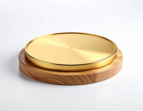 Wooden plaque with golden plate award base isolated on transparent background.gold, achievement, award, display, elegant, luxury, picture, plaque, presentation, quality, realistic, shiny, signs, 