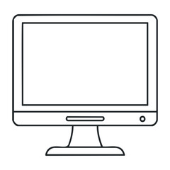 Poster - Minimalist black and white computer monitor on stand with blank screen. Vector illustration
