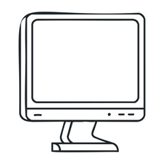 Poster - Minimalist line drawing of vintage computer monitor on stand. Vector illustration