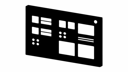 Poster - Black panel with geometric cutouts in isometric view