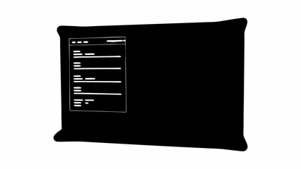 Poster - Black pillow with a white screen illustration on it