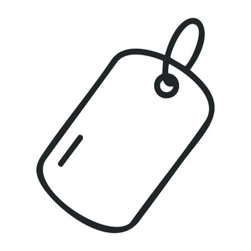 Minimalist black and white mouse icon with tag for technology and shopping concepts. Vector illustration
