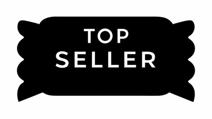 Poster - Black top seller banner with decorative edges displaying a promotional message in a white sans serif font