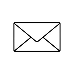 Fototapete - A simple black outline drawing of a closed envelope on a white background