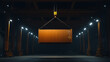 © photo for everything - Suspended shipping container: A vivid image of a cargo container mid-air, hanging in the shadows, spotlights illuminating industrial activity.