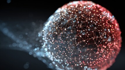 Fototapete - A colorful representation of a digital network highlights interconnected data points against a dark backdrop, showcasing modern technology and information flow.