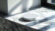 © wetan - Round, blank product display on marble sill