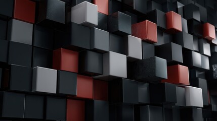 Poster - Abstract geometric blocks on black background, 3d render
