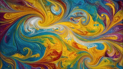 Poster - Vibrant abstract swirling patterns in bright colors creating an eye-catching visual display reminiscent of psychedelic art