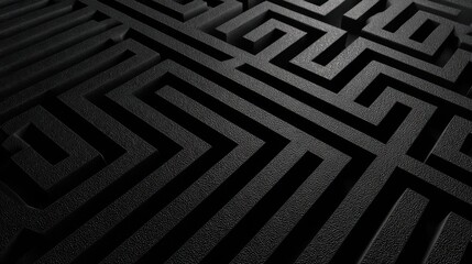 Poster - Complex maze design features interlocking pathways on a dark, textured surface. The layout draws attention with its bold geometric simplicity and striking contrast.