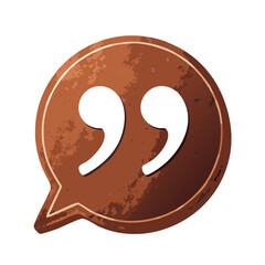Aufkleber - Text Balloon With Quote Marks: Rusty Metallic Sign for Conversation or Information