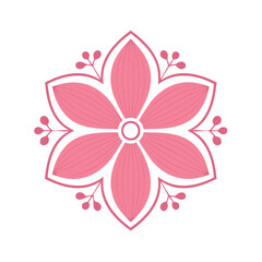 Poster - Pink Floral Mandala Illustration with Petals and Berries for Decorative Elements