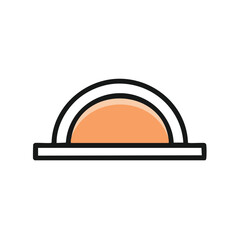 Poster - Graphical orange half-circle sunset landscape icon with rounded edges