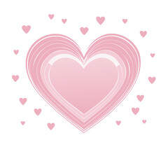 Poster - Pink Hearts and Lines, Valentine's Day Art, Romantic Graphic Design Element