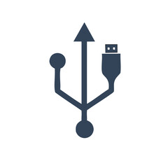 Poster - USB Symbol: Simple Flat Icon of Connection, Data Transfer, Universal Serial Bus Technology