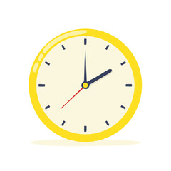 Poster - Yellow Wall Clock Vector Illustration Showing the Time at 2:00