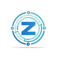 Poster - Letter Z Emblem: Circular Tech Design, Blue Icon for Digital Interface Application