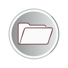 Poster - Outline of an Open Folder Icon Set on a Round Grey Gradient Background