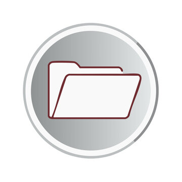 Outline of an Open Folder Icon Set on a Round Grey Gradient Background