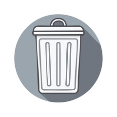 Poster - White Trash Bin on Grey Circle Background with Shadow - Disposal Container Icon