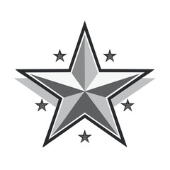 Poster - Star graphic design with shadow effects and smaller surrounding stars in grayscale