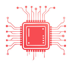 Poster - Red gradient Computer Chip with Dripping Paint Aesthetic