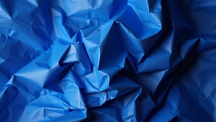 Poster - Abstract Blue Plastic Sheet Background, Texture of Wrinkled Blue Plastic Material with Interesting Lighting and Shading