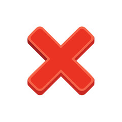 Poster - Isometric Red Cross Mark Symbol: Indicates Error, Cancellation, or Negative Confirmation