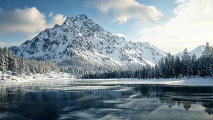 Wall Mural - Snowy Mountain Lake