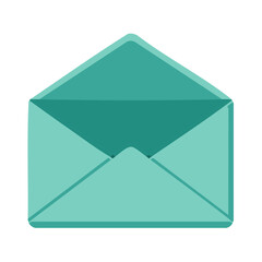Aufkleber - Illustration of an opened and empty turquoise envelope to illustrate communication and mail concepts.