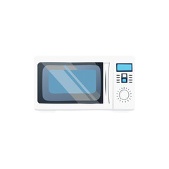 Poster - White Microwave Oven with Blue Digital Display and Control Panel Illustration