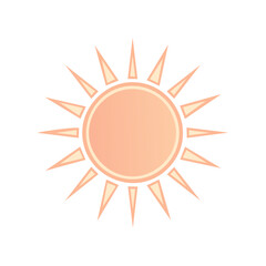 Poster - Peach Sun with Rayed Outline, Vector Illustration of Simple Summer Sunshine Graphic