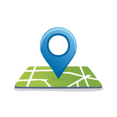 Poster - Blue Location Pin Pointing on the Green Map Illustration | Navigation Concept