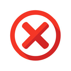 Poster - Red Error Sign X Marks the Spot Symbolic Negative Choice Circle Bordered Shape