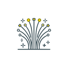 Poster - Fiber Optic Network Connections with Data Transmission and Celebration Fireworks Celebration