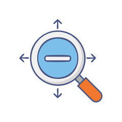 Aufkleber - Zoom Out Icon with Magnifying Glass and Arrows Pointing Outward Vector Illustration