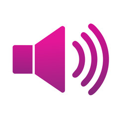 Poster - Magenta Gradient Speaker Icon with Sound Waves Signifying Volume on White Background