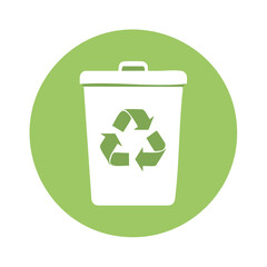 Poster - Recycling Bin with Arrows Graphic within a Green Circle Promotes Sustainability and Environmental Consciousness