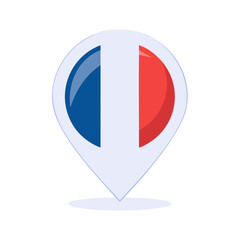 Poster - French Flag in Location Pin Symbol National Tricolor Icon