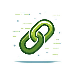 Aufkleber - Green metallic chain links forming a connection with decorative line graphic elements on white background