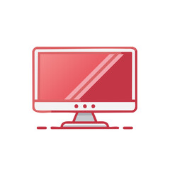 Leinwandbilder - Modern Computer Monitor Illustration in Red Tones Flat Design Style