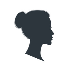 Poster - Elegant Female Profile Silhouette with Updo Hairstyle, Minimalist Portrait, Beauty Concept