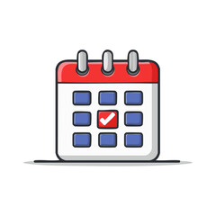 Poster - Stylized calendar with a red day highlighted by a check mark for appointments, reminders, and deadlines.