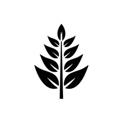 Aufkleber - Leafy Sprout Icon Illustration: Black Foliage Symbol on White, Simple Eco Emblem Design