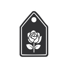 Poster - Monochrome price tag with rose design on white background - Graphic style symbol