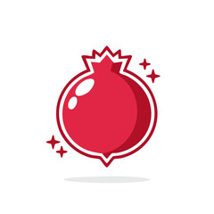 Poster - Stylized Pomegranate with Sparkles Fresh Fruit Still Life, Cartoon Icon Illustration Pomegranate Food Design, Bright Red Fruit Modern Graphic