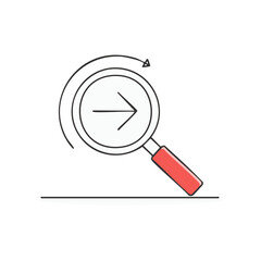 Poster - Magnifying glass with arrow pointing right and rotating to next step process icon